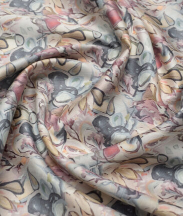 J.Hampstead  Pure Cotton Printed Shirting Fabric (Cream)