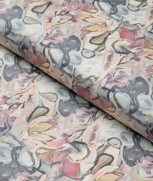J.Hampstead  Pure Cotton Printed Shirting Fabric (Cream)