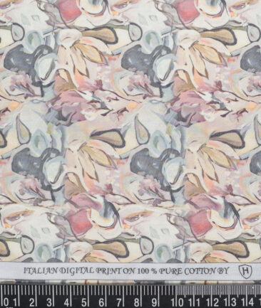 J.Hampstead  Pure Cotton Printed Shirting Fabric (Cream)