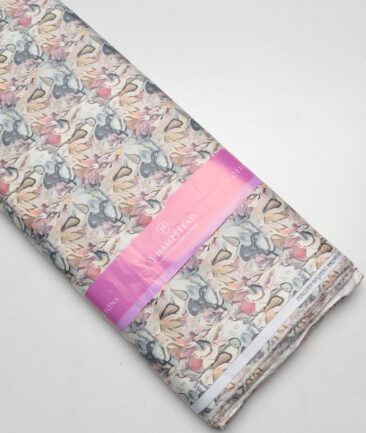 J.Hampstead  Pure Cotton Printed Shirting Fabric (Cream)