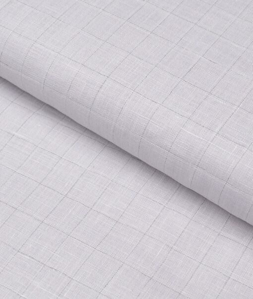 J.Hampstead 60 LEA European Linen Checks Shirting Fabric (Light Grey)
