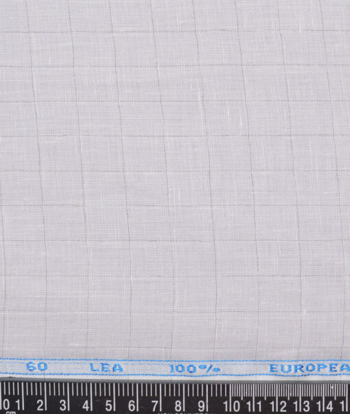 J.Hampstead 60 LEA European Linen Checks Shirting Fabric (Light Grey)