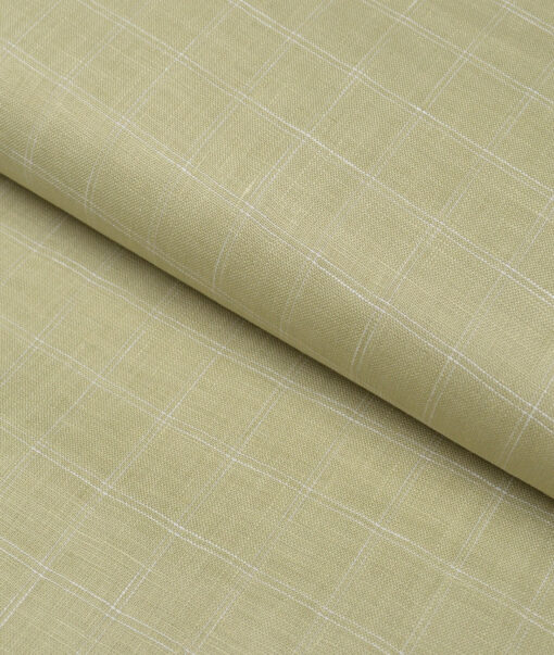 J.Hampstead 60 LEA European Linen Checks Shirting Fabric (Light Olive Green)