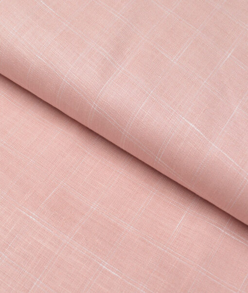 J.Hampstead 60 LEA European Linen Checks Shirting Fabric (Light Pink)