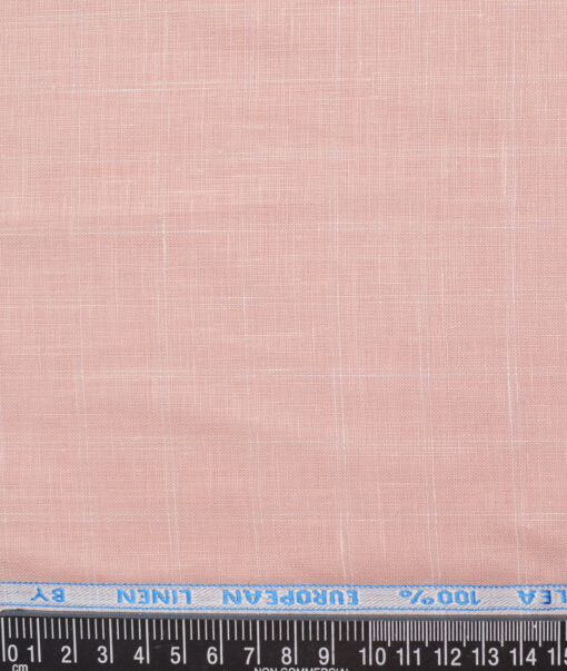 J.Hampstead 60 LEA European Linen Checks Shirting Fabric (Light Pink)