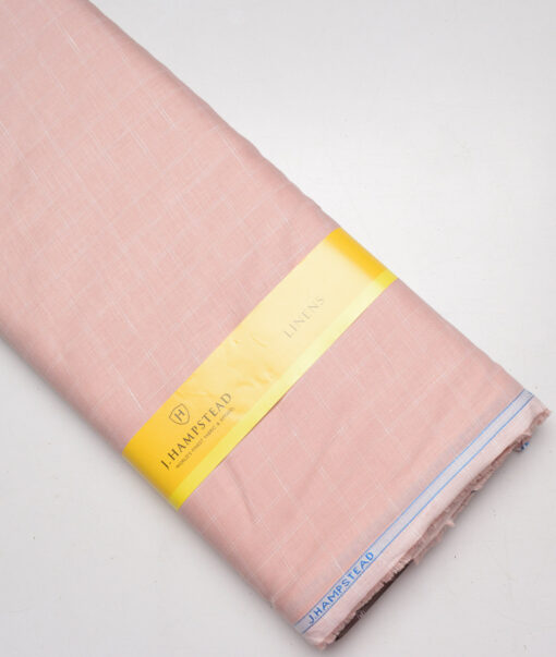 J.Hampstead 60 LEA European Linen Checks Shirting Fabric (Light Pink)