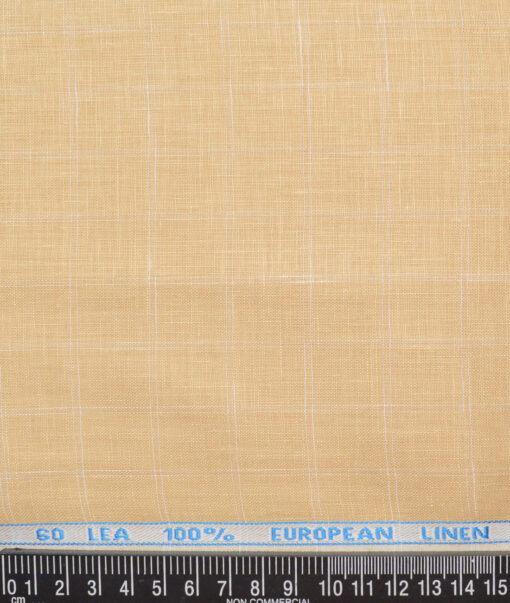 J.Hampstead 60 LEA European Linen Checks Shirting Fabric (Sunset Beige)