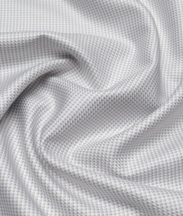 Monza  Giza Cotton Structured Shirting Fabric (White & Grey)