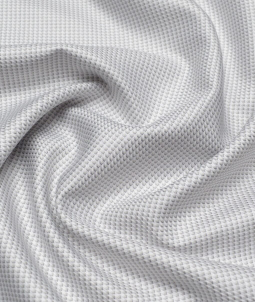 Monza  Giza Cotton Structured Shirting Fabric (White & Grey)