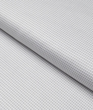 Monza  Giza Cotton Structured Shirting Fabric (White & Grey)
