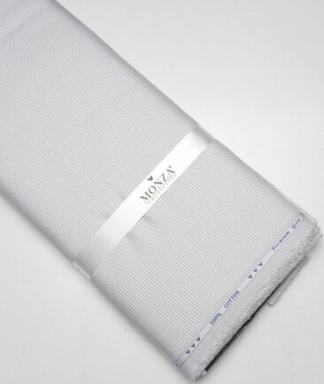 Monza  Giza Cotton Structured Shirting Fabric (White & Grey)