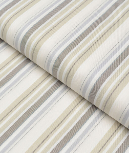 Monza  Luxury Cotton Striped Shirting Fabric (Cream)