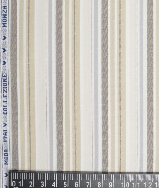 Monza  Luxury Cotton Striped Shirting Fabric (Cream)