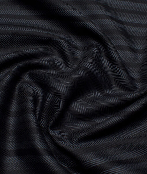 Monza  Luxury Cotton Striped Shirting Fabric (Black & Grey)
