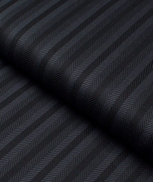Monza  Luxury Cotton Striped Shirting Fabric (Black & Grey)