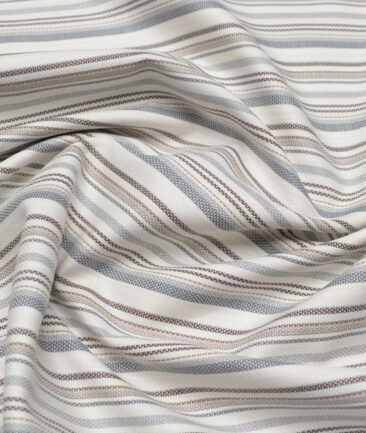 Monza  Luxury Cotton Striped Shirting Fabric (Cream)