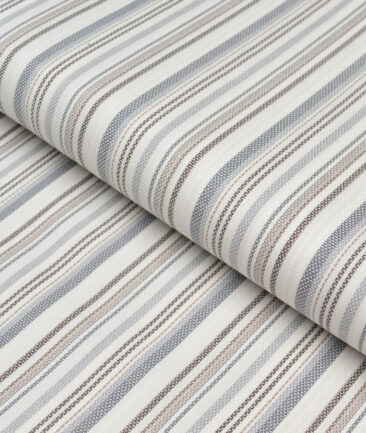 Monza  Luxury Cotton Striped Shirting Fabric (Cream)