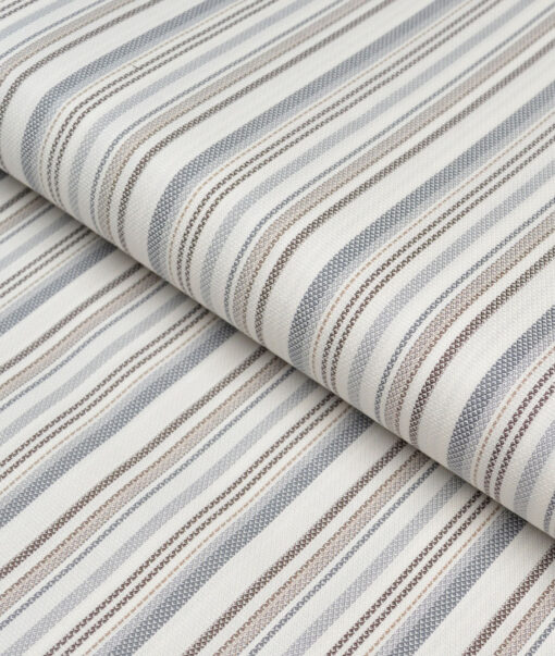 Monza  Luxury Cotton Striped Shirting Fabric (Cream)
