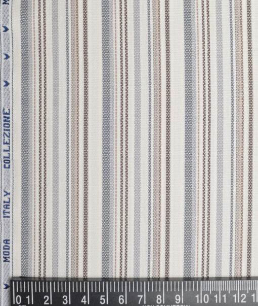 Monza  Luxury Cotton Striped Shirting Fabric (Cream)