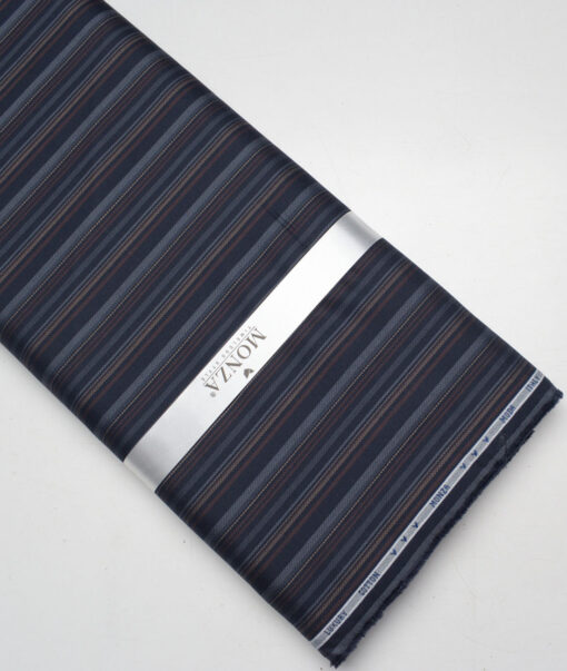 Monza  Luxury Cotton Striped Shirting Fabric (Dark Blue)