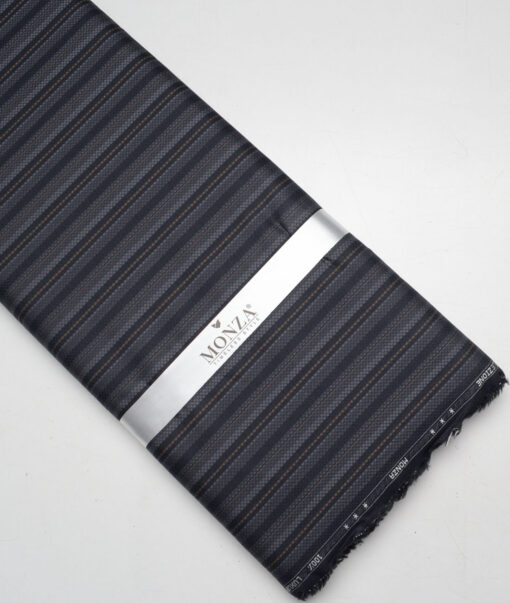 Monza  Luxury Cotton Striped Shirting Fabric (Dark Navy Blue)