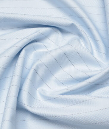 Monza  Luxury Cotton Striped Shirting Fabric (Sky Blue)