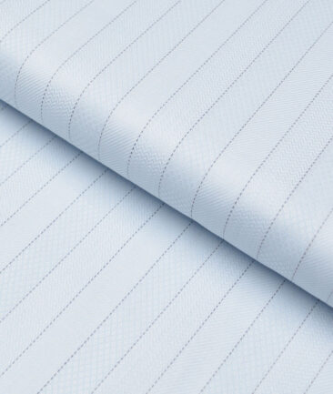 Monza  Luxury Cotton Striped Shirting Fabric (Sky Blue)
