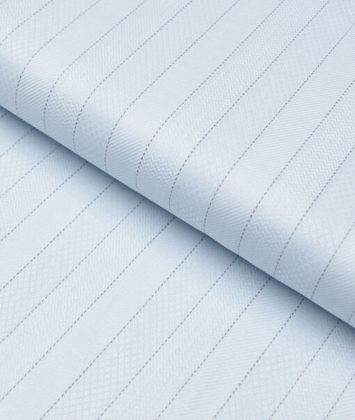 Monza  Luxury Cotton Striped Shirting Fabric (Sky Blue)