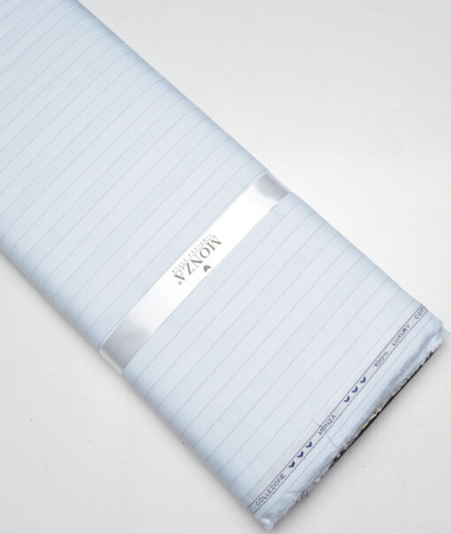 Monza  Luxury Cotton Striped Shirting Fabric (Sky Blue)