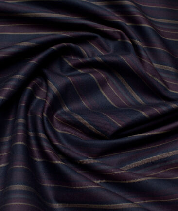 Monza  Luxury Cotton Striped Shirting Fabric (Dark Blue)