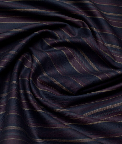 Monza  Luxury Cotton Striped Shirting Fabric (Dark Blue)