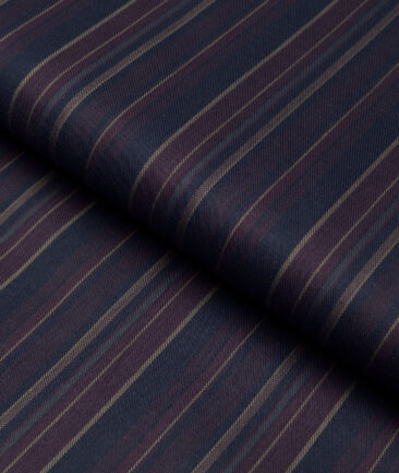 Monza  Luxury Cotton Striped Shirting Fabric (Dark Blue)