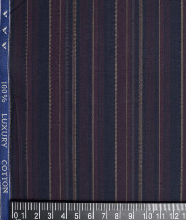 Monza  Luxury Cotton Striped Shirting Fabric (Dark Blue)