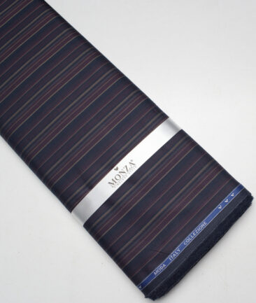 Monza  Luxury Cotton Striped Shirting Fabric (Dark Blue)