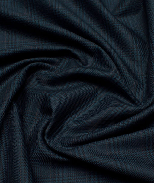 Monza  Luxury Cotton Checks Shirting Fabric (Deep Sea Green)
