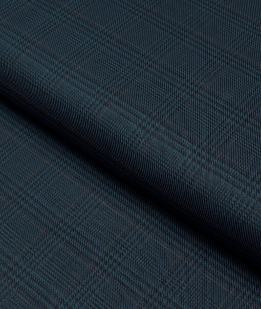 Monza  Luxury Cotton Checks Shirting Fabric (Deep Sea Green)