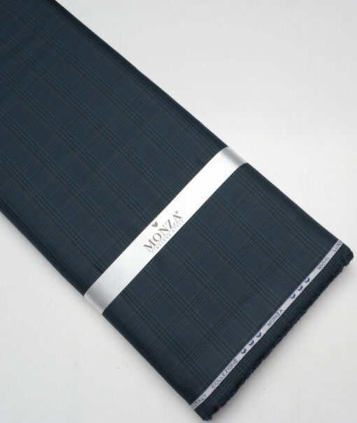 Monza  Luxury Cotton Checks Shirting Fabric (Deep Sea Green)