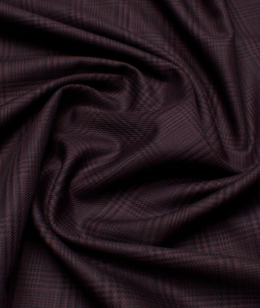 Monza  Luxury Cotton Checks Shirting Fabric (Wine)