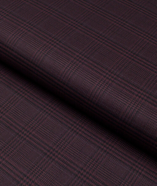 Monza  Luxury Cotton Checks Shirting Fabric (Wine)