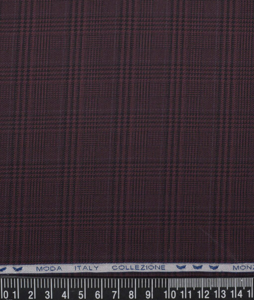Monza  Luxury Cotton Checks Shirting Fabric (Wine)