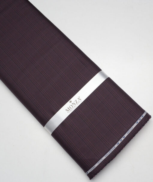 Monza  Luxury Cotton Checks Shirting Fabric (Wine)
