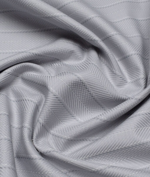 Monza  Luxury Cotton Striped Shirting Fabric (Light Grey)