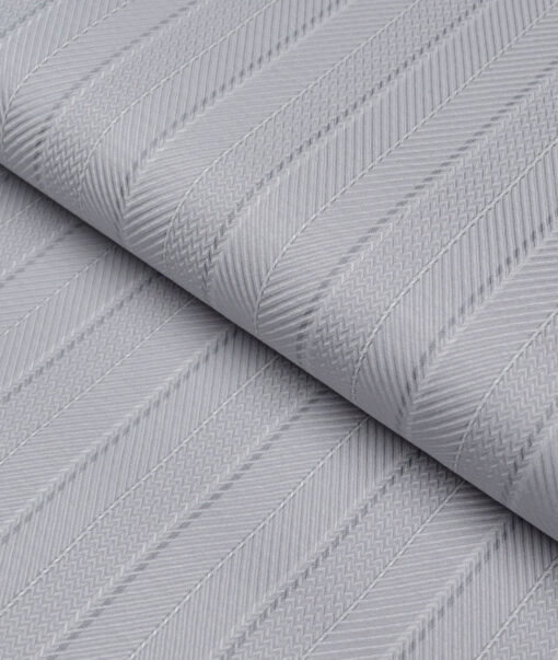 Monza  Luxury Cotton Striped Shirting Fabric (Light Grey)