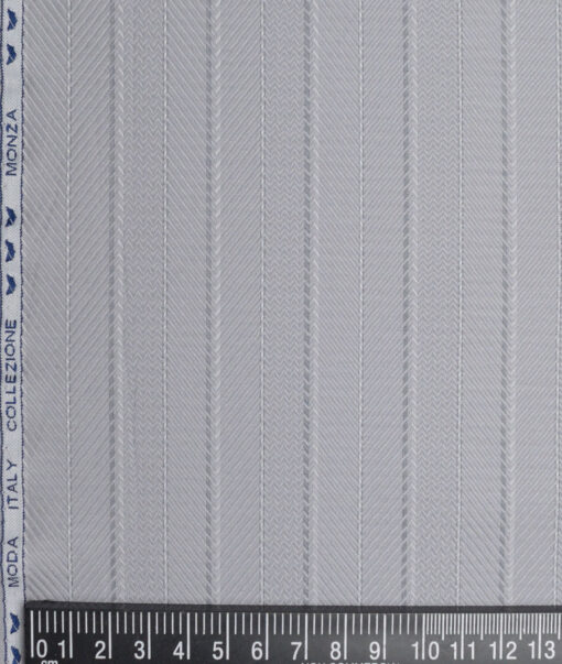 Monza  Luxury Cotton Striped Shirting Fabric (Light Grey)