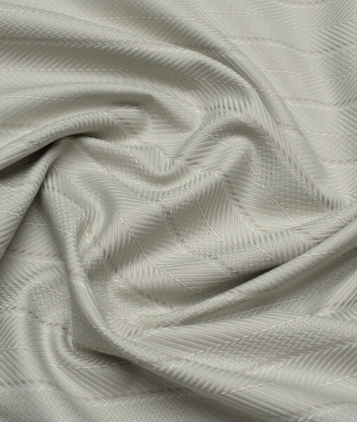 Monza  Luxury Cotton Striped Shirting Fabric (Light Olive Green)
