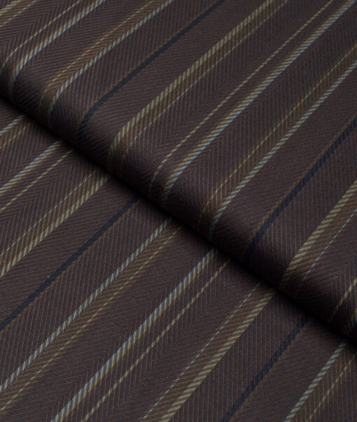 Monza  Luxury Cotton Striped Shirting Fabric (Dark Brown)