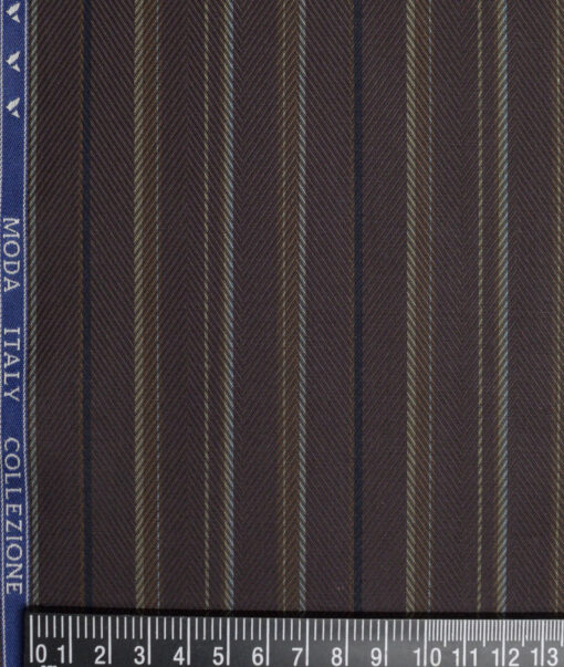 Monza  Luxury Cotton Striped Shirting Fabric (Dark Brown)