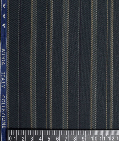 Monza  Luxury Cotton Striped Shirting Fabric (Dark Green)