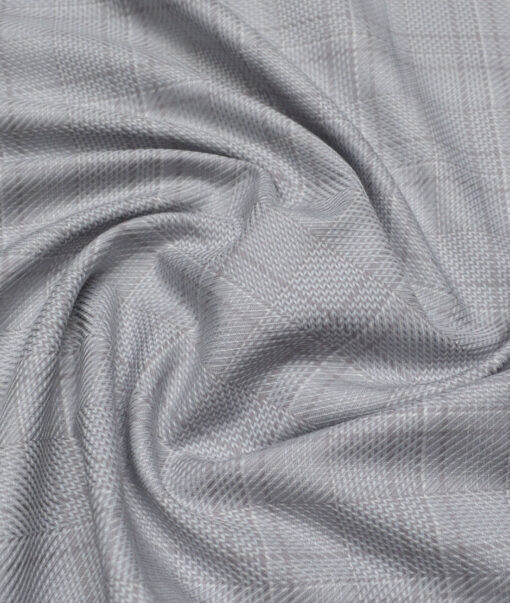 Monza  Luxury Cotton Checks Shirting Fabric (Grey)