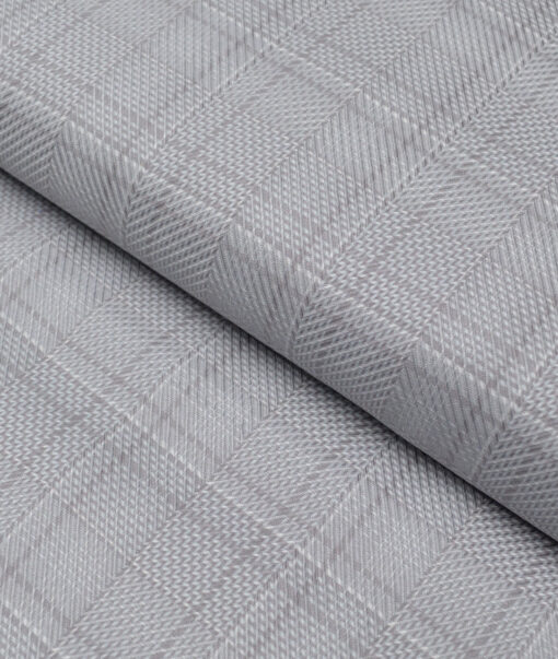 Monza  Luxury Cotton Checks Shirting Fabric (Grey)